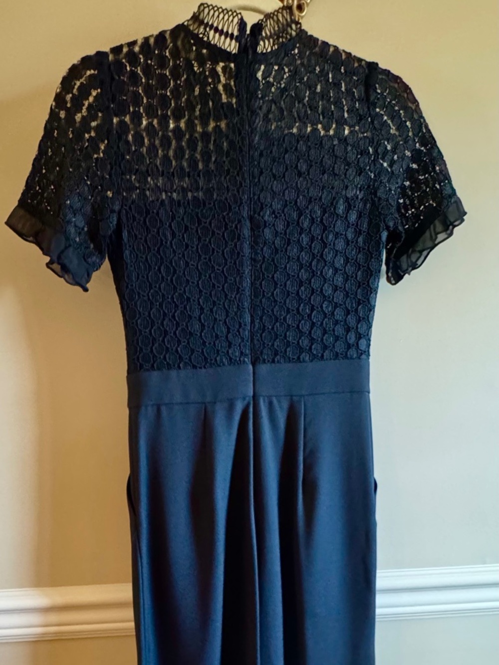 Black Crepe and Lace Wide Leg Jumpsuit